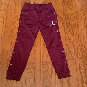 Jordan Kids Burgundy Joggers with Gold Button Details